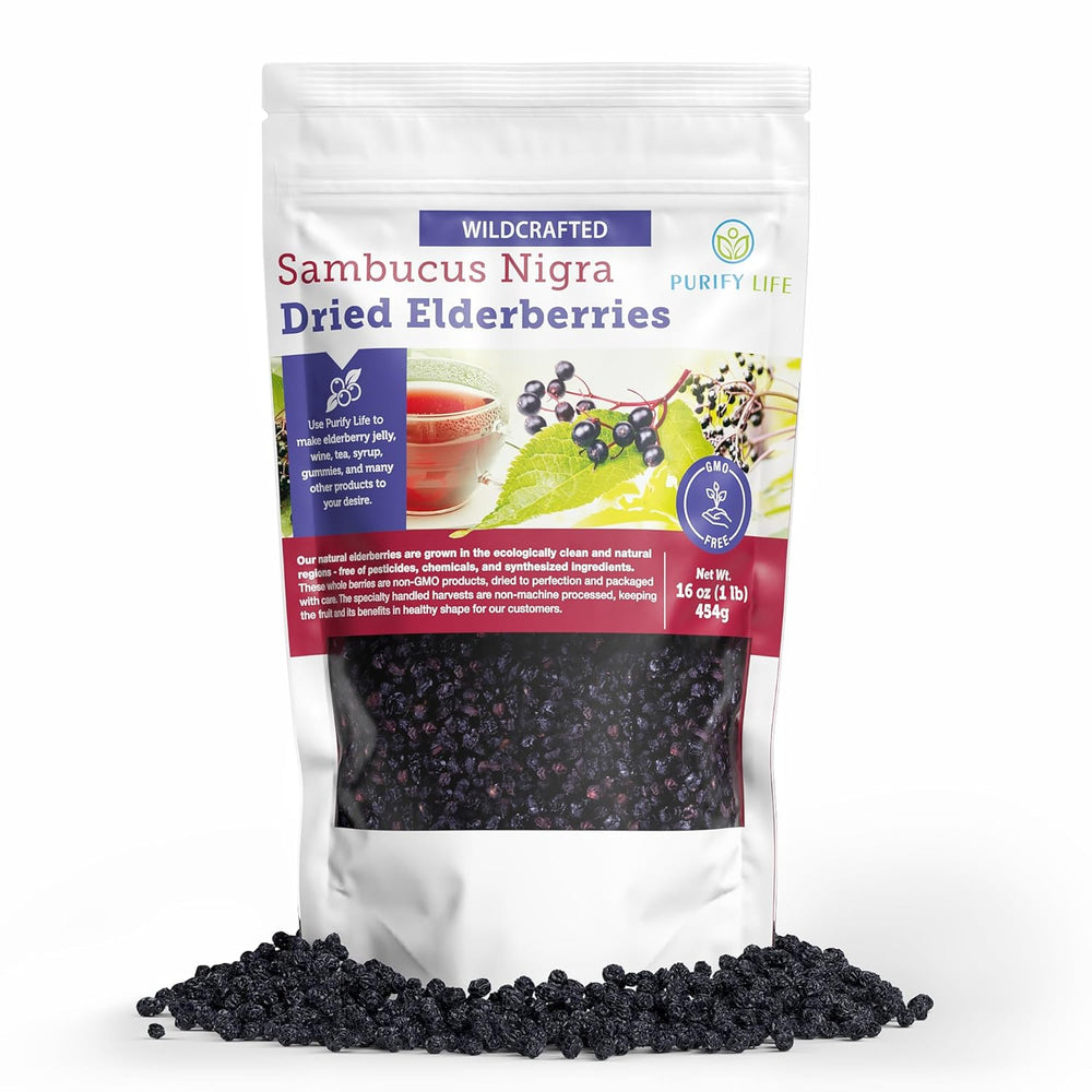 Purify Life Sambucus Nigra Elderberry Dried Bag 16 oz 454g Purify Life Sambucus Nigra Elderberry Dried Bag 16 oz 454g