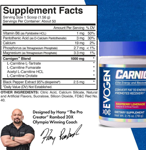 Evogen Carnigen 50 Serv - Raspberry Lemonade Evogen Carnigen 50 Serv - Raspberry Lemonade