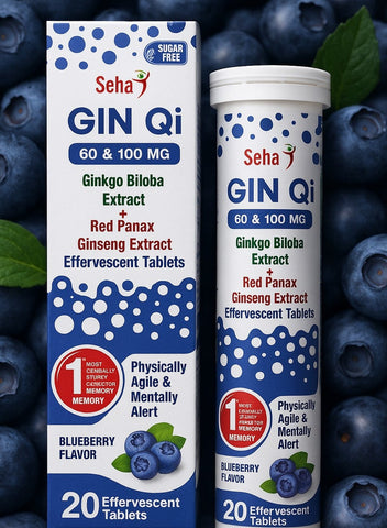 SEHA GIN QI 60 & 100 MG Effervescent Tablets Blueberry Flavor 20