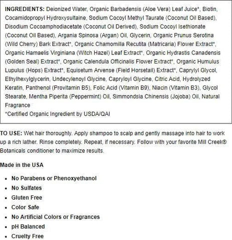 Mill Creek Biotin Shampoo 140Z 414 Ml