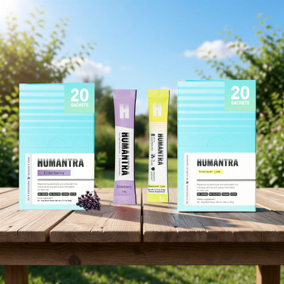 Humantra Electrolete Elderberry 90g و Humantra electrolete Himalayan Lime 72g Combo