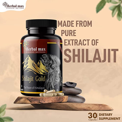 Herbal max Shilajit Gold 30 capsules Pack of 4