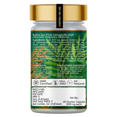 Kapiva Ashwagandha Gold Capsules (60 Capsules)