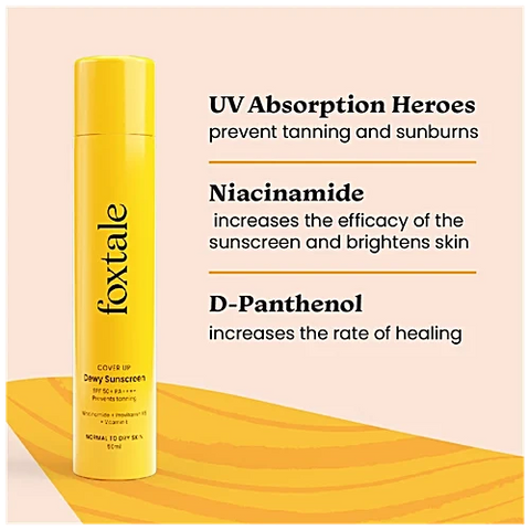 Foxtale Dewy Sunscreen Spf 70 Pa++++ With Niacinamide + Provitamin B5 + Vitamin E