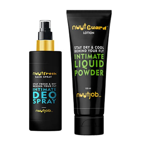 Nuut Job Intimate Grooming & Hygiene, 200ml Combo Pack. Intimate Liquid Powder + Intimate Deo Spray