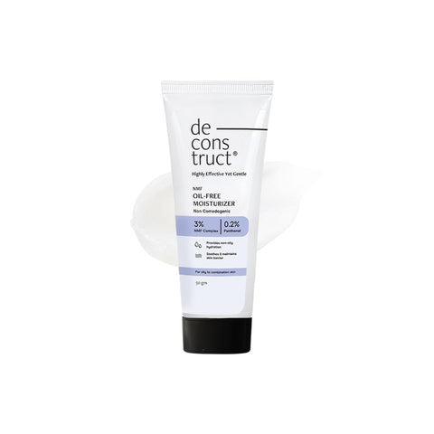 Deconstruct Oil-Free Moisturizer for Oily Skin - 3 NMF Complex + 0.2 Panthenol | Non-Comedogenic Moisturizer - 50gm + Deconstruct Gel Sunscreen - SPF 55+ and PA+++ | Water Resistant Sunscreen - 50gm