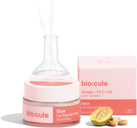 Biocule Glow Lip Overnight Mask : Omega + Vit E + HA 15gm