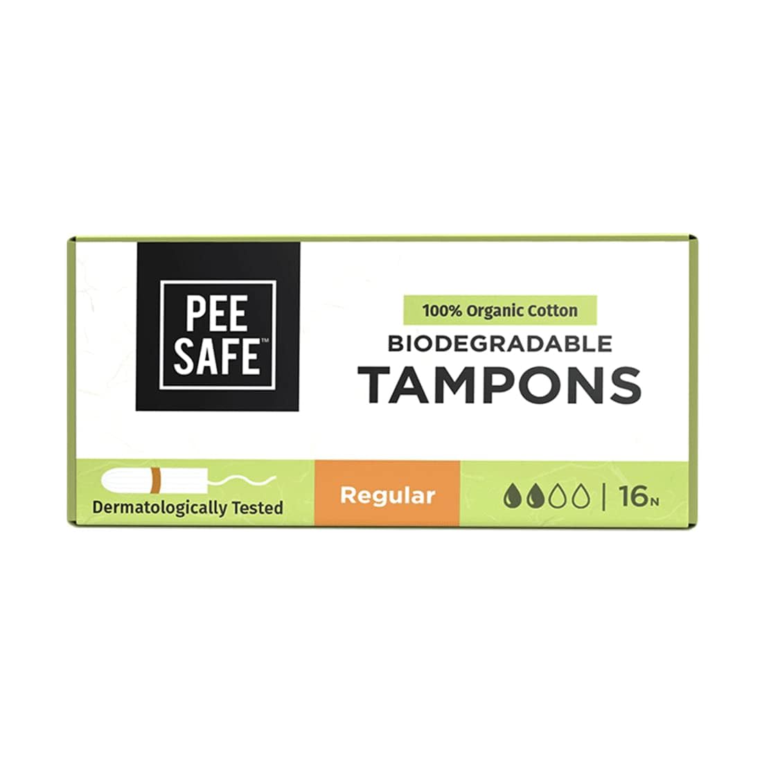 Pee Safe 100% Organic Tampons Regular 16N