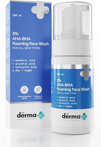 No More Active Acne Kit- THE DERMA CO 2% SALICYLIC ACID SERUM 30 ml and 3% AHA-BHA Foaming Face Wash 100ml Combo