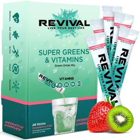 Revival Super Greens Strawberry And Kiwi 28's Serving Pack