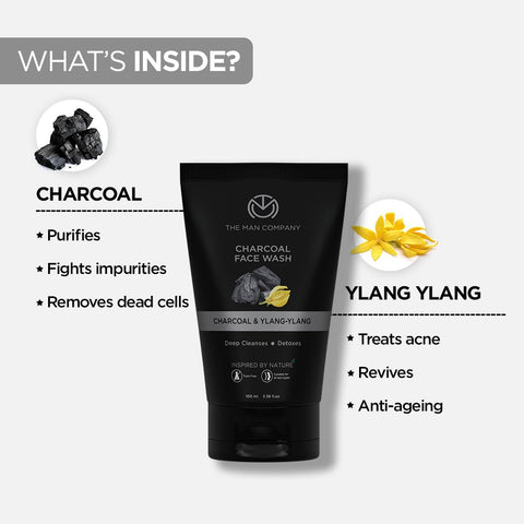 The Man Company Charcoal with Ylang Ylang & Argan Essential Oils Face Wash (100 ml)