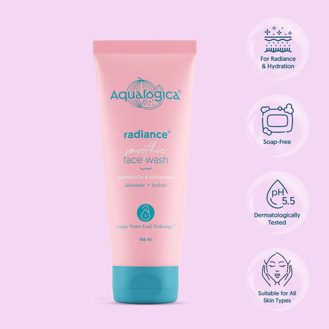 Aqualogica Radiance+ Smoothie Face Wash - Watermelon & Niacinamide, Illuminates Skin, 100 ml