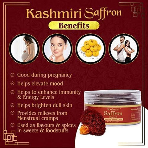 VEDAPURE A+ Grade Original Kashmiri Saffron/Kesar With Yellow Threads For Skin Beauty Tilak Sweets Biryani & Pregnant Women - 5 Gram (2)