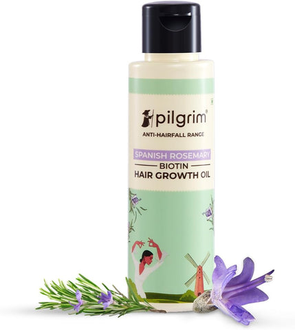 Pilgrim Spanish Rosemary & Biotin Anti Hairfall Shampoo Conditioner Hair Growth Oil + FREE Pilgrim Vitamin C Brightening Face Serum 5Ml - National Day Deal