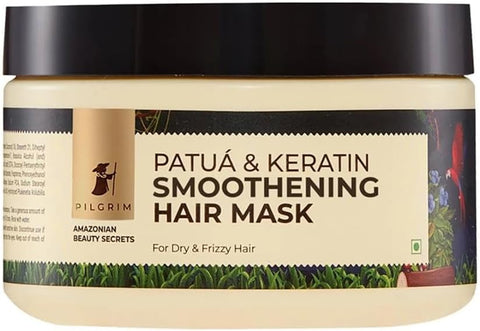 PILGRIM Amazonian Patu· & Keratin SMOOTHENING HAIR MASK for dry & frizzy hair with Sacha Inchi for Women & Men|Hair mask for high shine & hydration|Hair mask for smoothening hair| Silicon free|200gm
