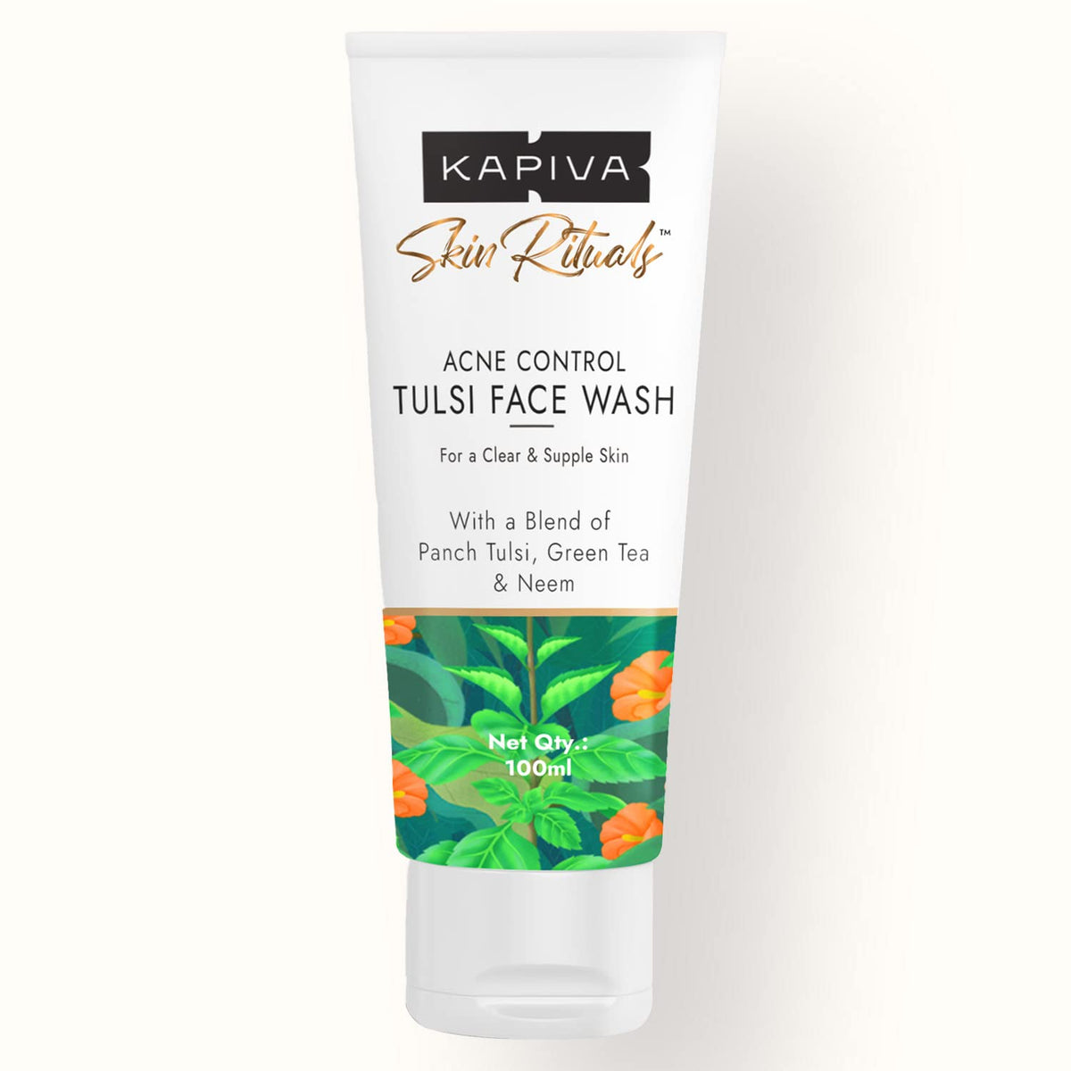 Kapiva Acne Control Tulsi Face Wash | Reduces Active Acne & Scars | For All Skin Types | 0% Parabens, Sulfates, Silicones