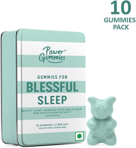 Power Gummies Jaw Dropping Skin 60 Gummies + Blessful 10 Gummies Deep Sleep & Non Habbit Forming Lemon Twist & Fruit Flavour