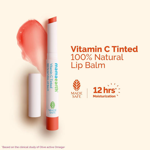 Mamaearth Vitamin C Tinted Lip Balm - 100% Natural, 2g Blister Pack