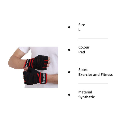 Burnlab Basic Gym Gloves with Wrist Support (Red L)