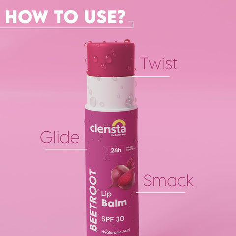 Clensta Beetroot Lip Balm with Hyaluronic Acid SPF 30