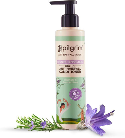 Pilgrim Spanish Rosemary & Biotin Anti Hairfall Shampoo Conditioner Hair Growth Oil + FREE Pilgrim Vitamin C Brightening Face Serum 5Ml - National Day Deal