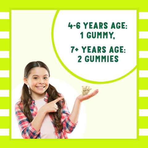 Power Gummies Junior For Strong Bones | Calcium, Phosphorus & Vitamin D | For Ages 4-15 Years | Tasty Banana Flavour 30 Gummies
