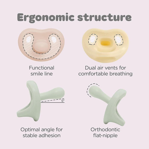 Moyuum All-Silicone Macaron Pacifier with Protective Stage 2 (3 to 6 months) Case pink