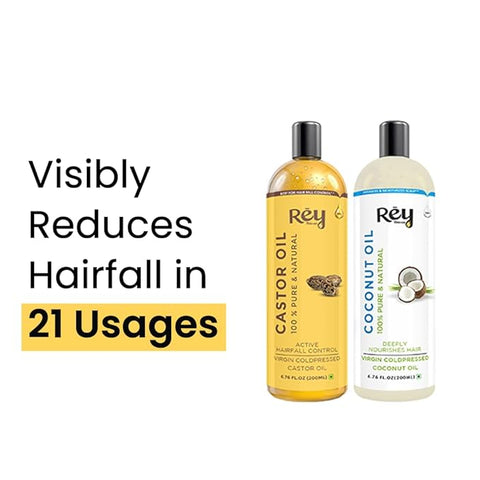 Rey Naturals Cold Pressed Castor & Virgin Coconut Hair Oil (200 ml + 200 ml)