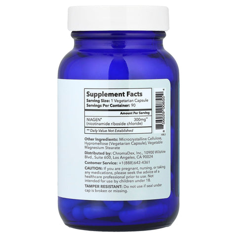 TRU NIAGEN Nicotinamide Riboside NAD+ Supplement for Reduction Patented Formula NR is more efficient than NMN, 300 mg per serving 90 days (3 months / 1 bottle)