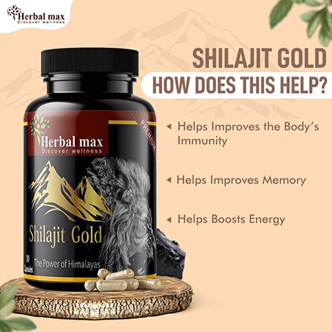 Herbal max Shilajit Gold 30 capsules Pack of 4