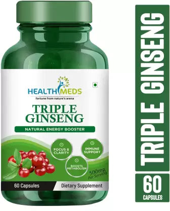 HealthMeds Triple Ginseng Natural Energy Booster 60 Capsules