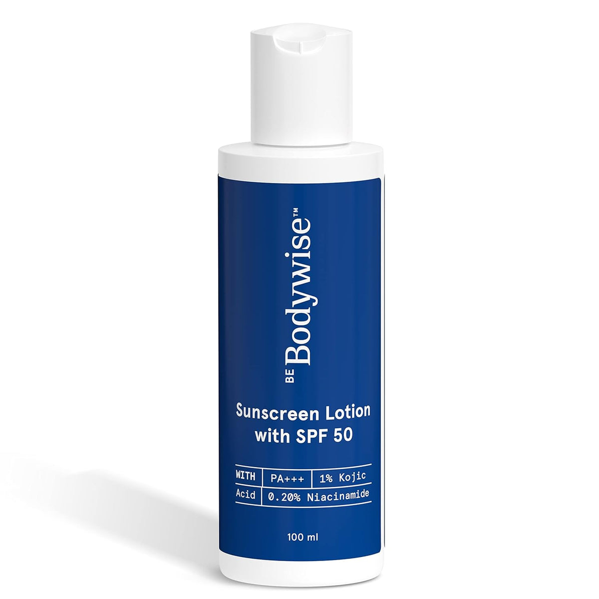 Be Bodywise Sunscreen Lotion with SPF 50 PA+++ | With 1% Kojic Acid & 0.20% Niacinamide | Prevents Sun Tan, Leaves No White Cast & Gives Broad Spectrum Protection | 100m