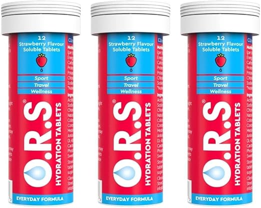 O.R.S Hydration Tablets with Electrolytes Natural Lemon Flavour 36 Tablets (Pack of 3 x12)