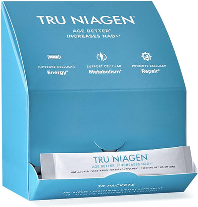 TRU NIAGEN NAD+ Booster with Hydration & Prebiotic Support 30ct/300mg Stick Packs: On-The-Go Supplement