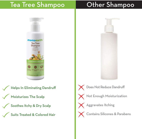 MAMAEARTH Tea Tree Shampoo For Dandruff Free Hair, 250 Ml