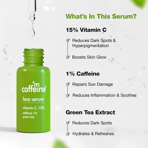 mCaffeine Green Tea Face Serum with Vitamin C 15%