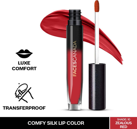 Faces Canada Comfy Silk Liquid Lip Color-Zealous Red 10