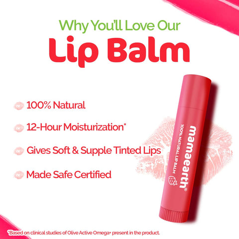 Mamaearth N 100% Natural Lip Balm Vit E & Strawberry 4g