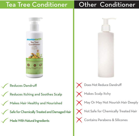 MAMAEARTH Tea Tree Conditioner For Dandruff Free Hair With Tea Tree & Ginger Oil, 250 Ml