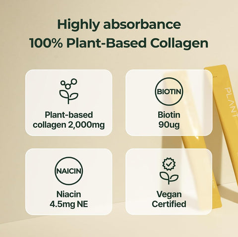 PLANT Vegan Liquid Collagen + Biotin - Lemon Flavour, 15 Sachets