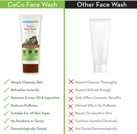 Mamaearth CoCo Face Wash - Coffee & Cocoa for Skin Awakening, 100ml