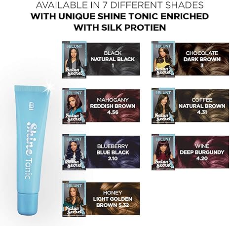 BBLUNT Salon Secret High Shine Creme Hair Colour, Black Natural Black 1, 100g with Shine Tonic, 8ml