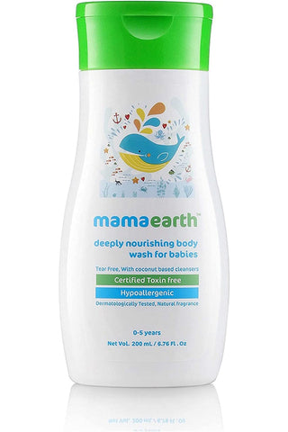 Mamaearth Deeply Nourishing Body Wash For Babies, 200ml Tear Free Coconut Based Cleansers & Vitamin E