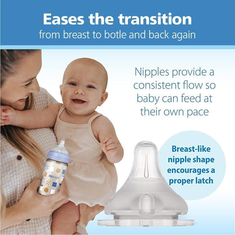 Moyuum PPSU All-in-One Feeding Baby Bottle with Nipple 270ml (+3 months) - Anti Colic, BPA Free & Easy Clean Wide-Neck Non-Tip Stable Base - Real Fit Nipple - Beige