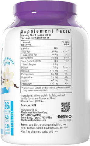 BlueBonnet Whey Protein Isolate Org 2Lb