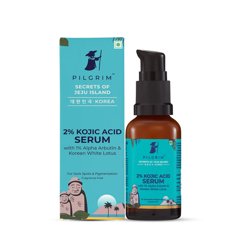 Pilgrim 2% Kojic Acid Serum for face (30 ml) with 1% Alpha Arbutin & Korean White Lotus