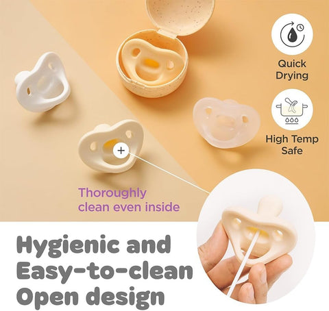 Moyuum All-Silicone Macaron Pacifier with Protective Stage 2 (3 to 6 months) Case pink