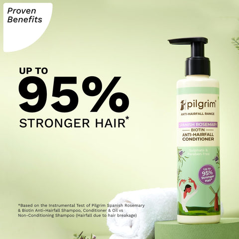 Pilgrim Spanish Rosemary & Biotin Anti Hairfall Conditioner for Reducing Hair Loss & Breakage | Upto 95% stronger hairs | Suitable for all hair types | For Men & Women 200ml