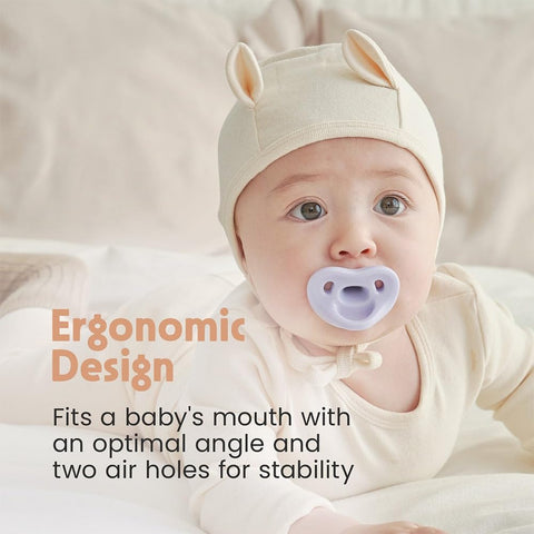 Moyuum All-Silicone Macaron Pacifier with Protective Stage 2 (3 to 6 months) Case Natural