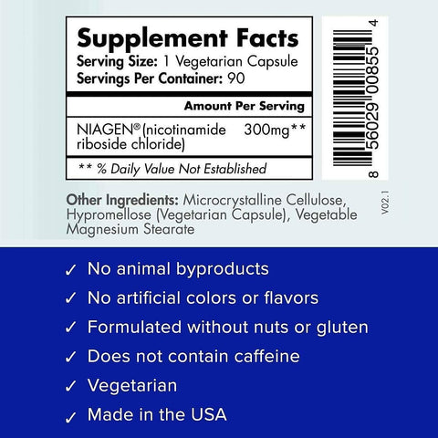 2x 90ct/300mg Multi Award Winning Patented NAD+ Boosting Supplement - More Efficient Than NMN - Nicotinamide Riboside for Cellular Energy Metabolism & Repair. Vitality, Muscle Health, Healthy Aging